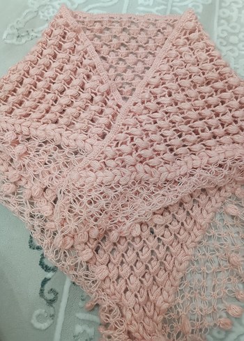 Pembe Bohem Örgü Kadın Şal - Görsel 2