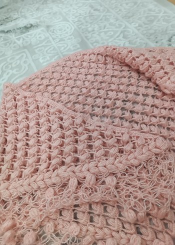 Pembe Bohem Örgü Kadın Şal - Görsel 4