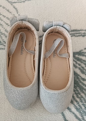 Kız Çocuk Gri Simli Tokalı Babet - Görsel 2