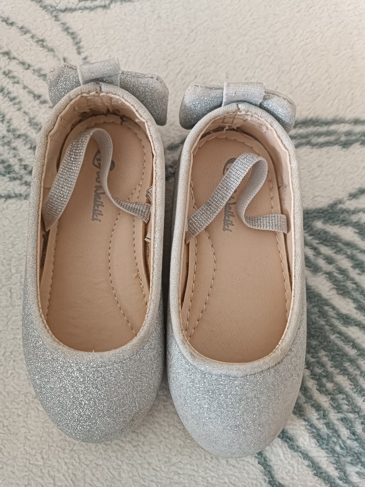 Kız Çocuk Gri Simli Tokalı Babet - Görsel 2