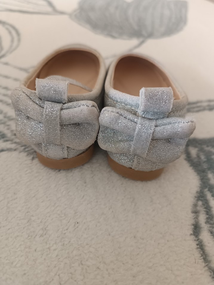 Kız Çocuk Gri Simli Tokalı Babet - Görsel 3