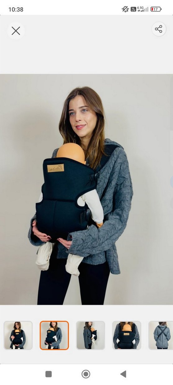 Siyah Bebek Taşıma Slingi kanguru - Görsel 2