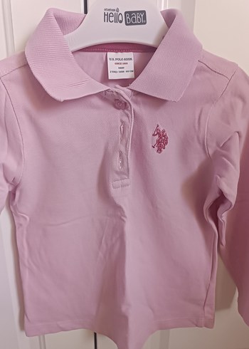 Kız Çocuk Pembe Uzun Kollu Polo Yaka Tişört - Görsel 2