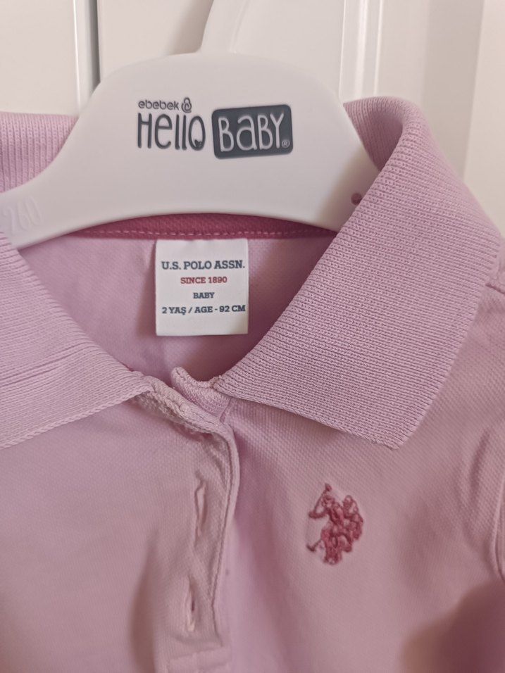 Kız Çocuk Pembe Uzun Kollu Polo Yaka Tişört - Görsel 3