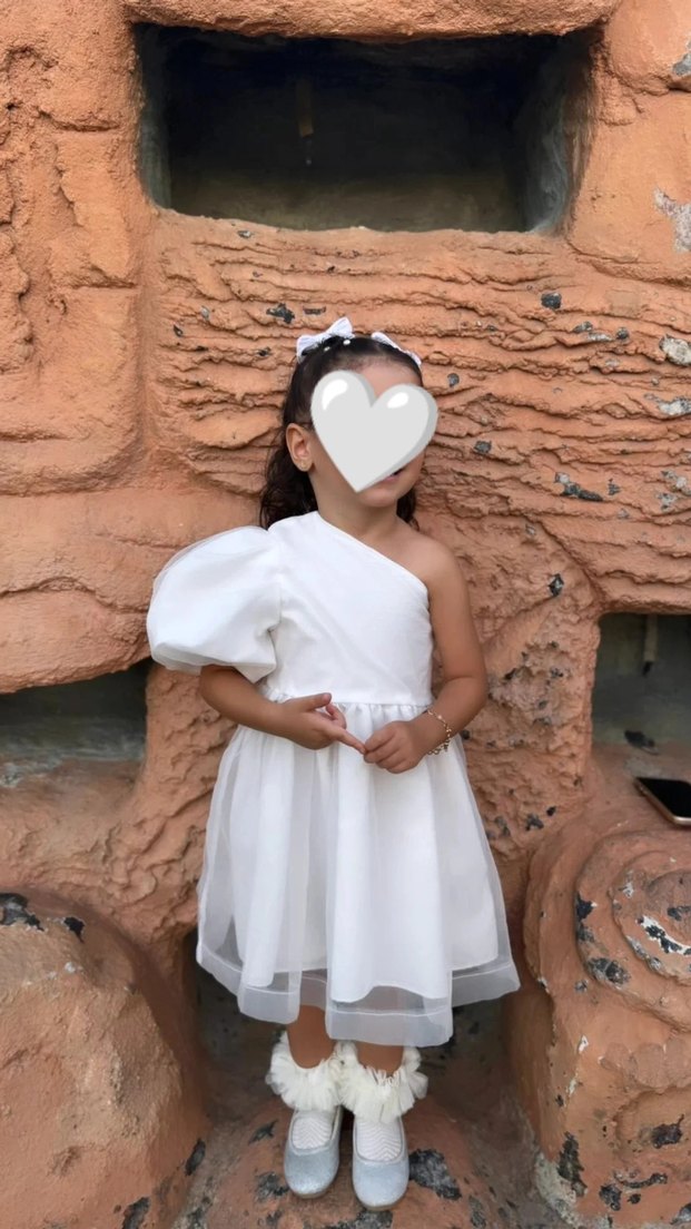 Beyaz Tek Omuzlu Çocuk Abiye Elbise - Görsel 2