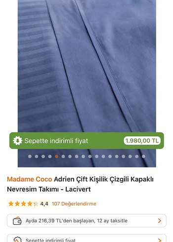 Beden lacivert Renk Madame Coco Adrien Lacivert Çizgili Nevresim Takımı SIFIR