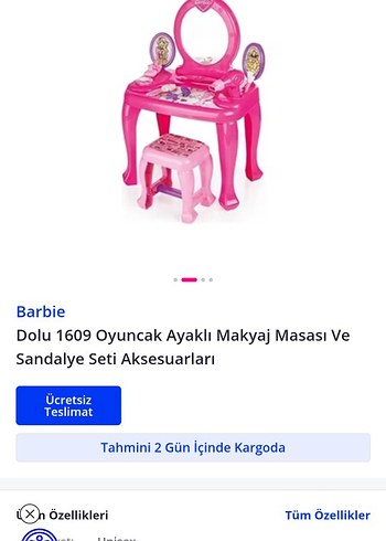 Barbie Pembe Çocuk Makyaj Masası - Görsel 2