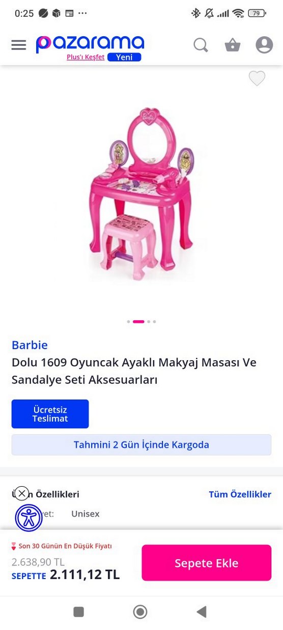 Barbie Pembe Çocuk Makyaj Masası - Görsel 2
