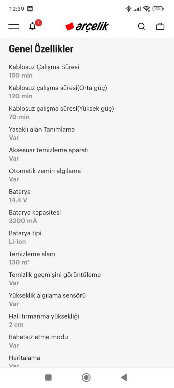 arçelik Siyah Akıllı Robot Süpürge - Görsel 3