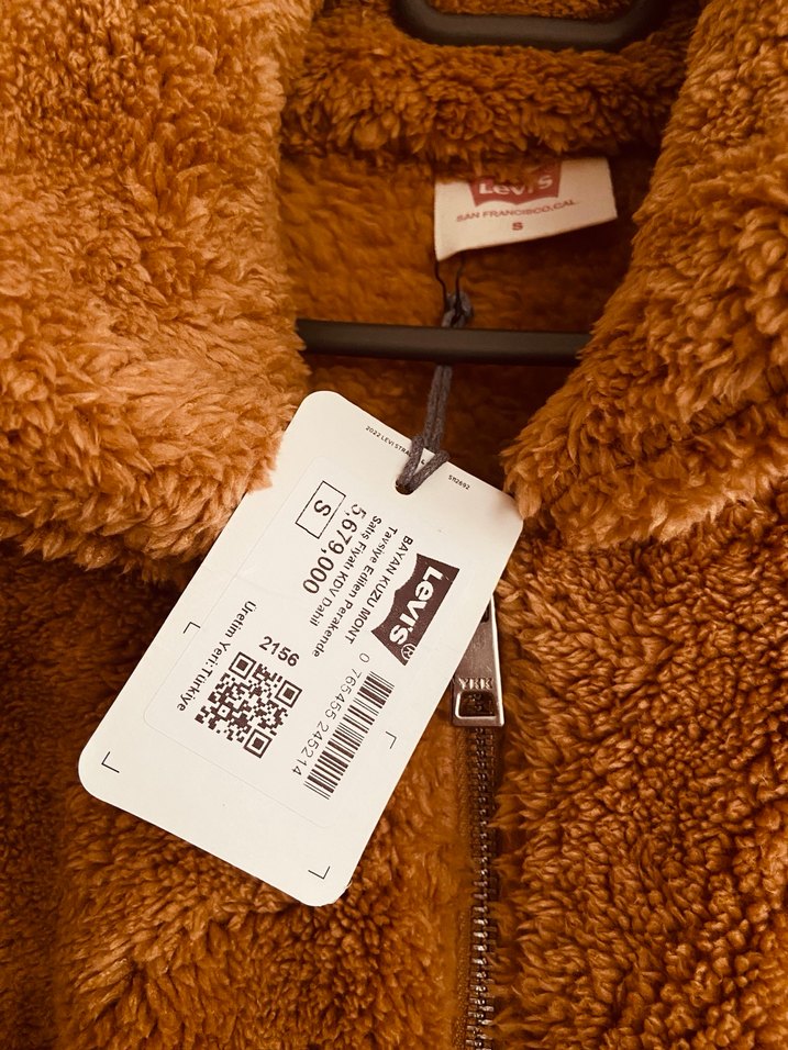 Kahverengi Kürklü Orijinal Levis Kadın Mont - Görsel 5