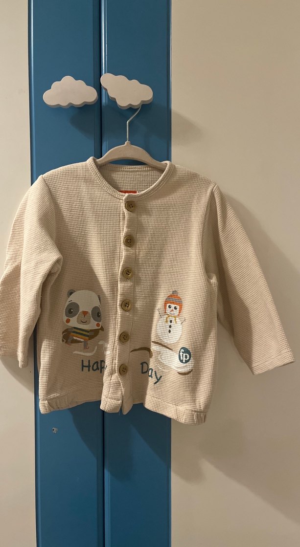 Erkek Çocuk Düğmeli Desenli Triko Hırka - Görsel 2