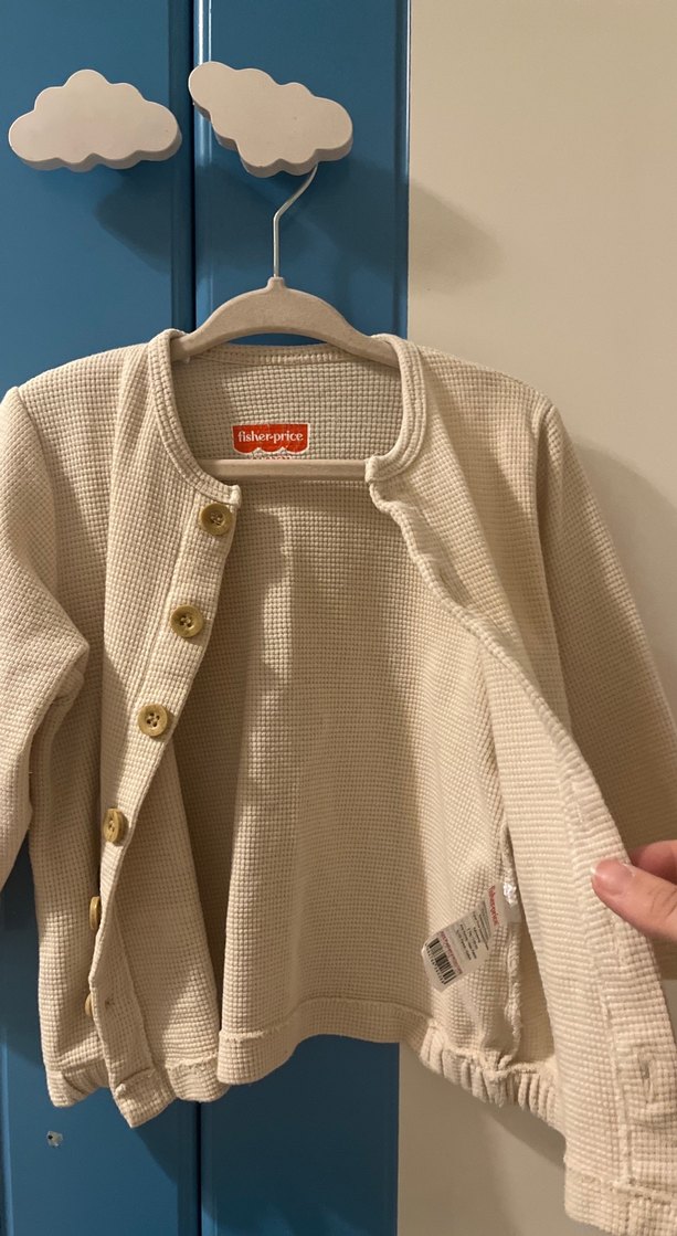 Erkek Çocuk Düğmeli Desenli Triko Hırka - Görsel 4