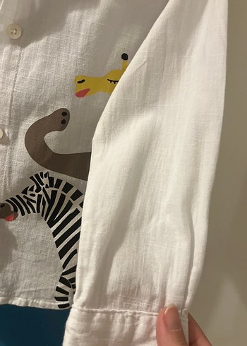 Beyaz Erkek Çocuk Uzun Kollu Keten Gömlek - Görsel 4