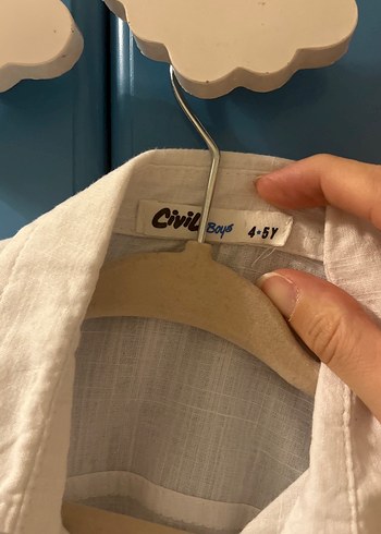 Beyaz Erkek Çocuk Uzun Kollu Keten Gömlek - Görsel 3