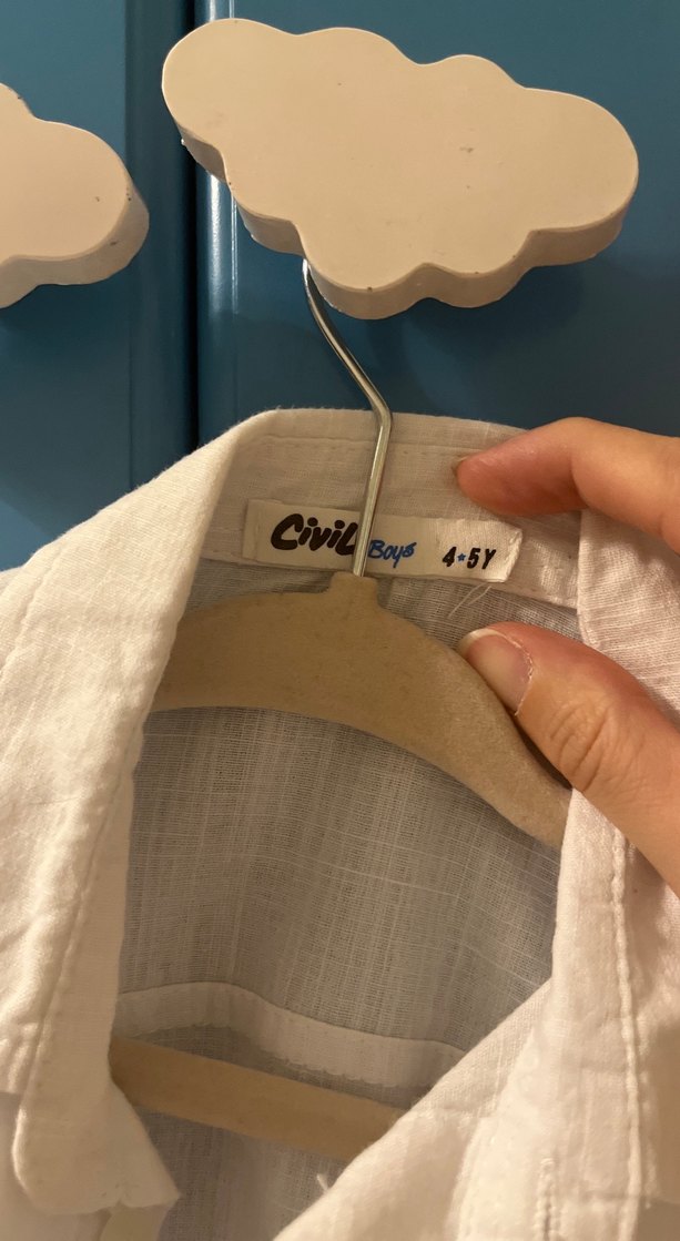 Beyaz Erkek Çocuk Uzun Kollu Keten Gömlek - Görsel 3