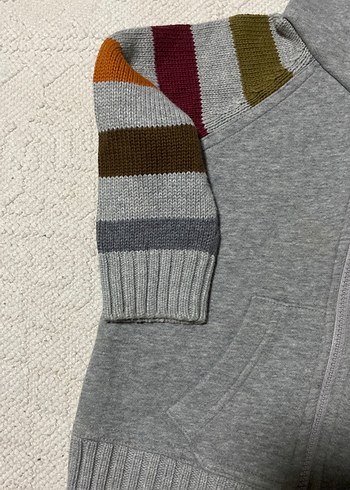 Kapüşonlu Gri Erkek Çocuk Örgü Sweatshirt - Görsel 3