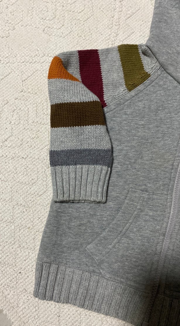 Kapüşonlu Gri Erkek Çocuk Örgü Sweatshirt - Görsel 3