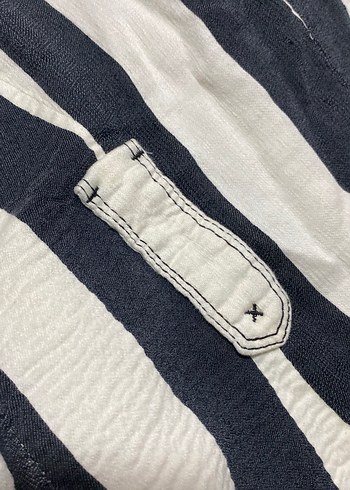 Düğmeli Zebra Desenli Keten Kadın Blazer - Görsel 6