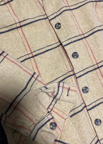 Bej Ekose Düğmeli Keten Kadın Gömlek - Görsel 2