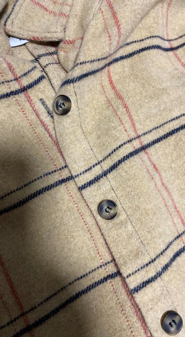 Bej Ekose Düğmeli Keten Kadın Gömlek - Görsel 3