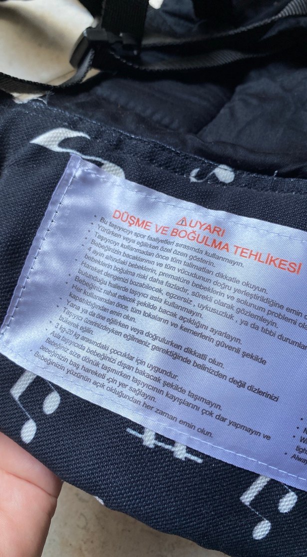 Siyah Bebek Taşıyıcı Müzik Desenli - Görsel 4