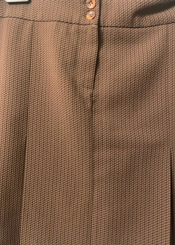 Kahverengi Pilili Midi Kadın Etek - Görsel 4