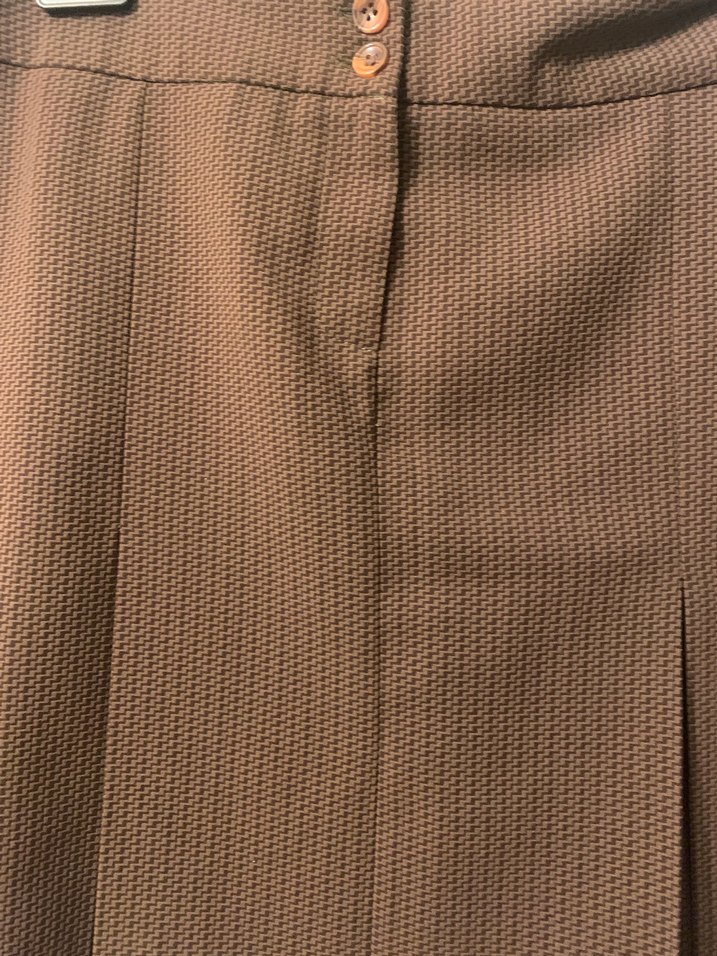 Kahverengi Pilili Midi Kadın Etek - Görsel 4