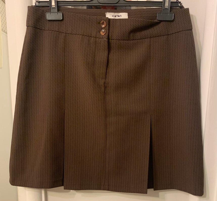 Kahverengi Pilili Midi Kadın Etek - Görsel 2