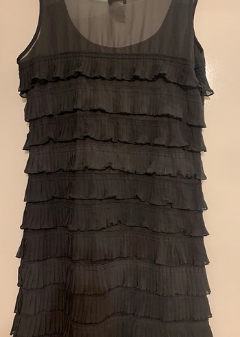 Siyah Fırfırlı Kolsuz Kadın Elbisesi - Görsel 2