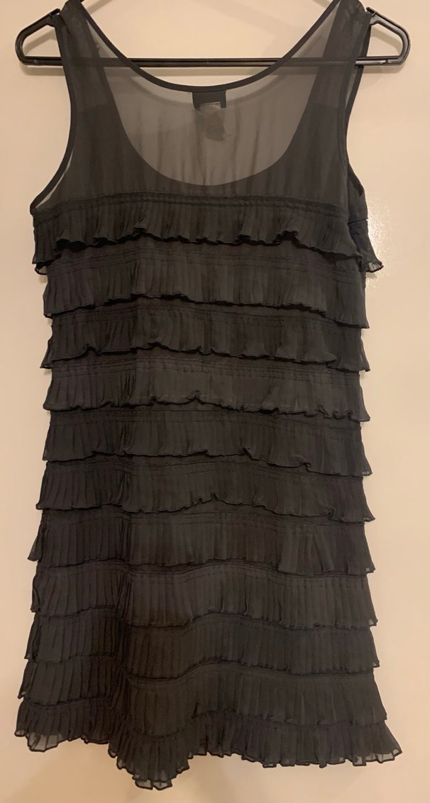 Siyah Fırfırlı Kolsuz Kadın Elbisesi - Görsel 2