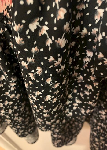 Pembe Çiçekli Bohem Uzun Kollu Midi Elbise - Görsel 6