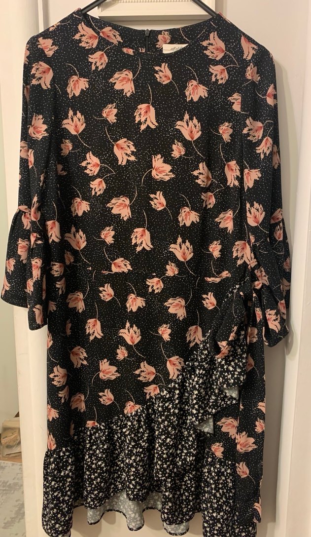 Pembe Çiçekli Bohem Uzun Kollu Midi Elbise - Görsel 3