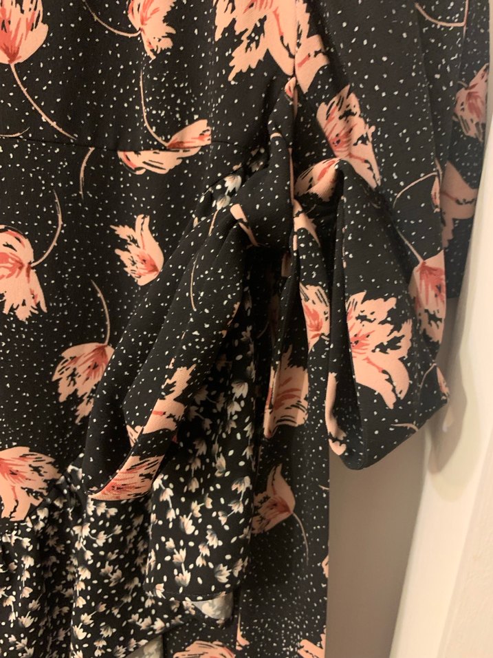 Pembe Çiçekli Bohem Uzun Kollu Midi Elbise - Görsel 4