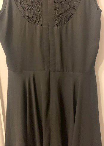 Dantel Detaylı Siyah Midi Elbise - Görsel 4