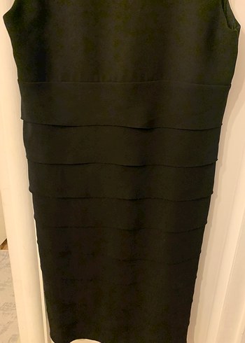 Siyah Kolsuz Kat Kat  Modelli Abiye Elbise - Görsel 2