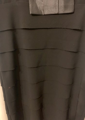 Siyah Kolsuz Kat Kat  Modelli Abiye Elbise - Görsel 3