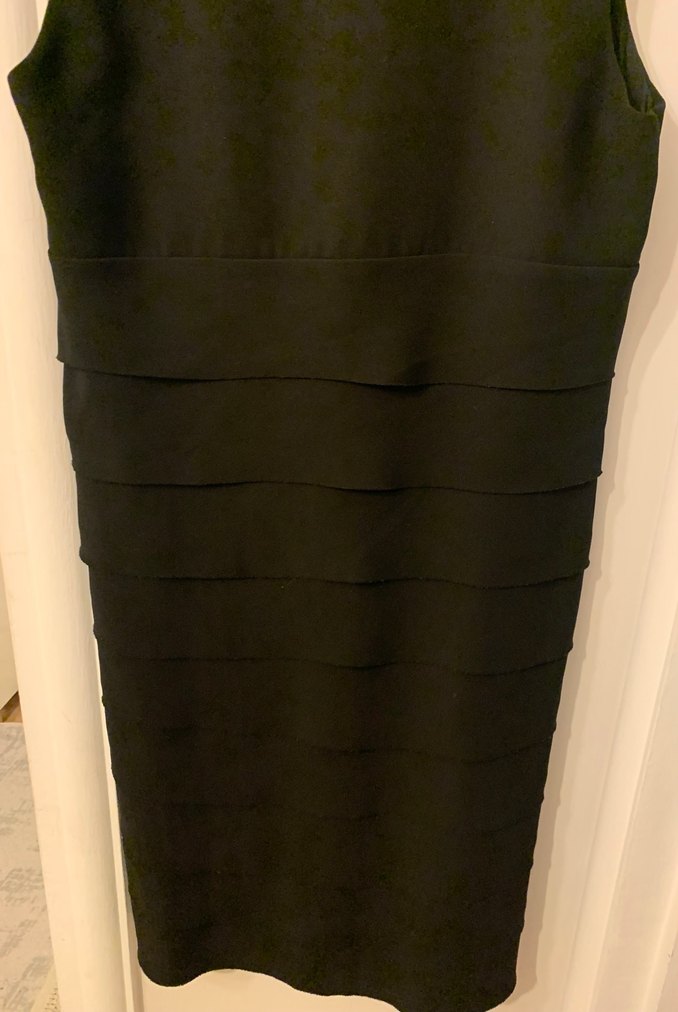 Siyah Kolsuz Kat Kat  Modelli Abiye Elbise - Görsel 2