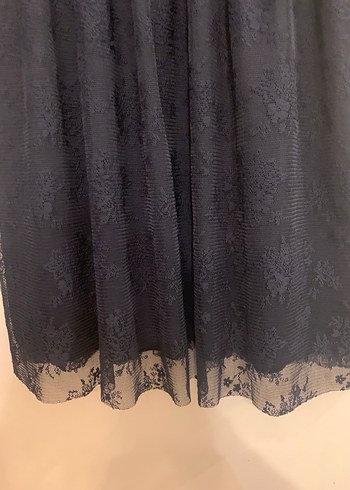 Lacivert Dantel Midi Kadın Abiye Elbise - Görsel 4