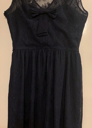 Lacivert Dantel Midi Kadın Abiye Elbise - Görsel 2