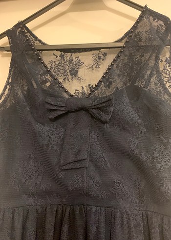 Lacivert Dantel Midi Kadın Abiye Elbise - Görsel 5