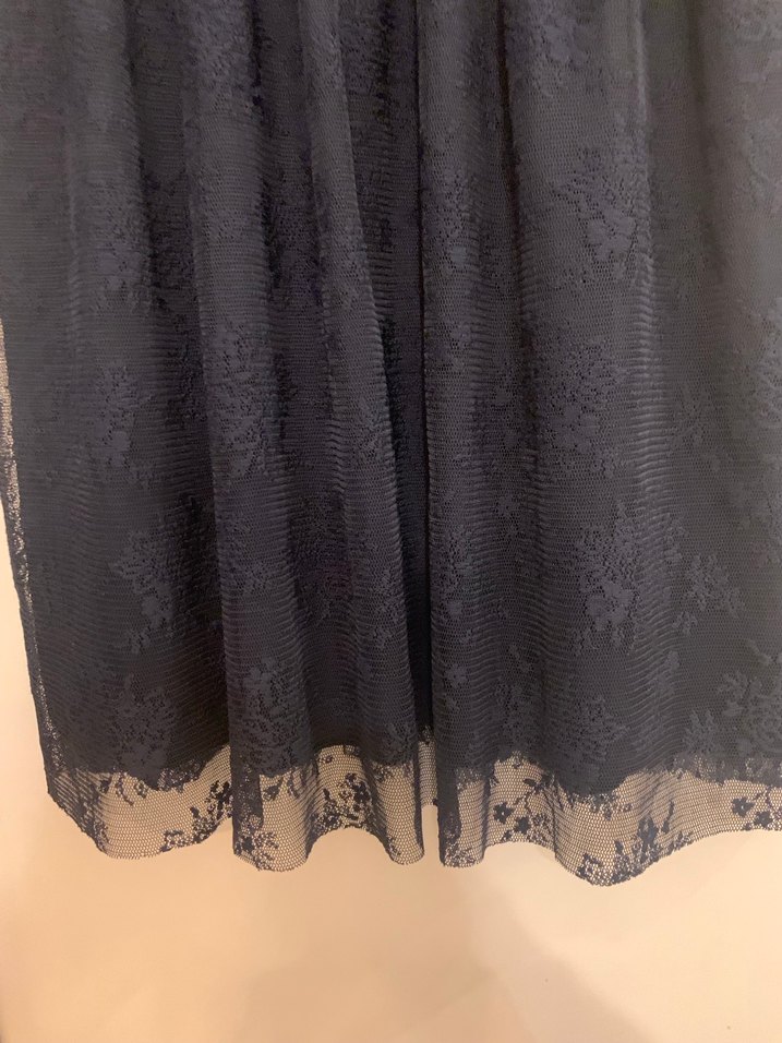 Lacivert Dantel Midi Kadın Abiye Elbise - Görsel 4