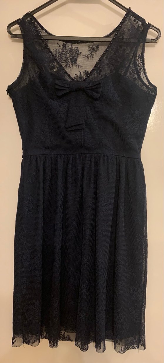 Lacivert Dantel Midi Kadın Abiye Elbise - Görsel 2