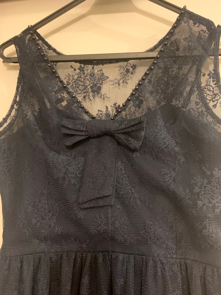 Lacivert Dantel Midi Kadın Abiye Elbise - Görsel 5