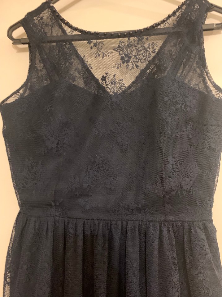 Lacivert Dantel Midi Kadın Abiye Elbise - Görsel 3