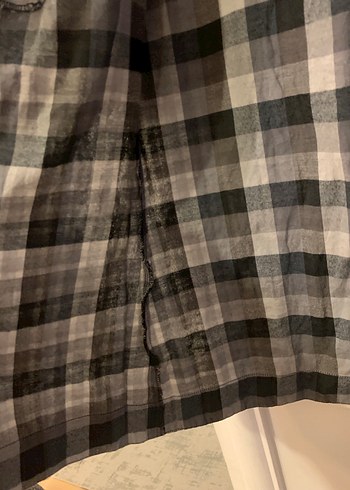 Gri Ekose Uzun Kollu Kadın Gömlek - Görsel 4