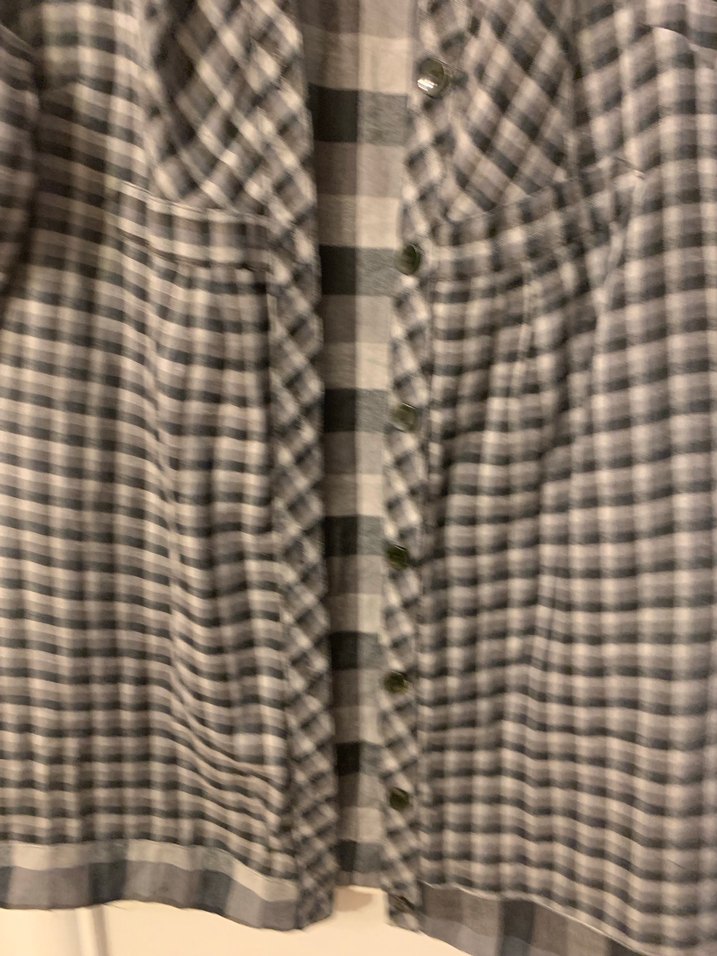 Gri Ekose Uzun Kollu Kadın Gömlek - Görsel 3