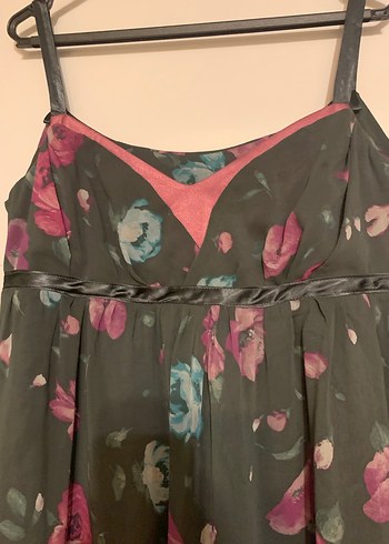 Çiçek Desenli Straplez Elbise - Görsel 3