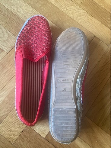 40 Beden Kırmızı espadrille ayakkabı