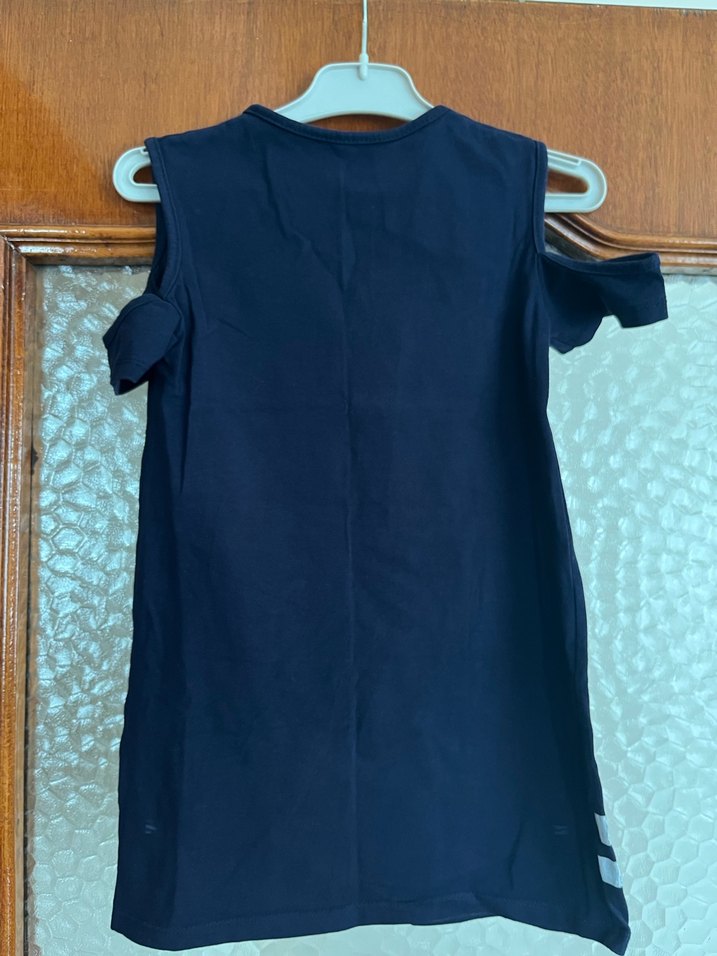 Kız Çocuk Lacivert Baskılı Elbise - Görsel 2