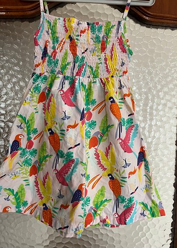 Renkli Desenli Kız Çocuk Elbisesi - Görsel 2